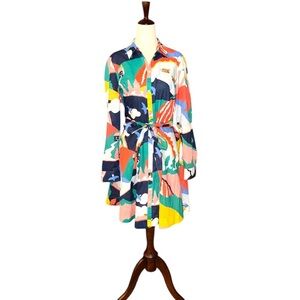 Boden Multicolor Landscape Cotton Mini Dress
